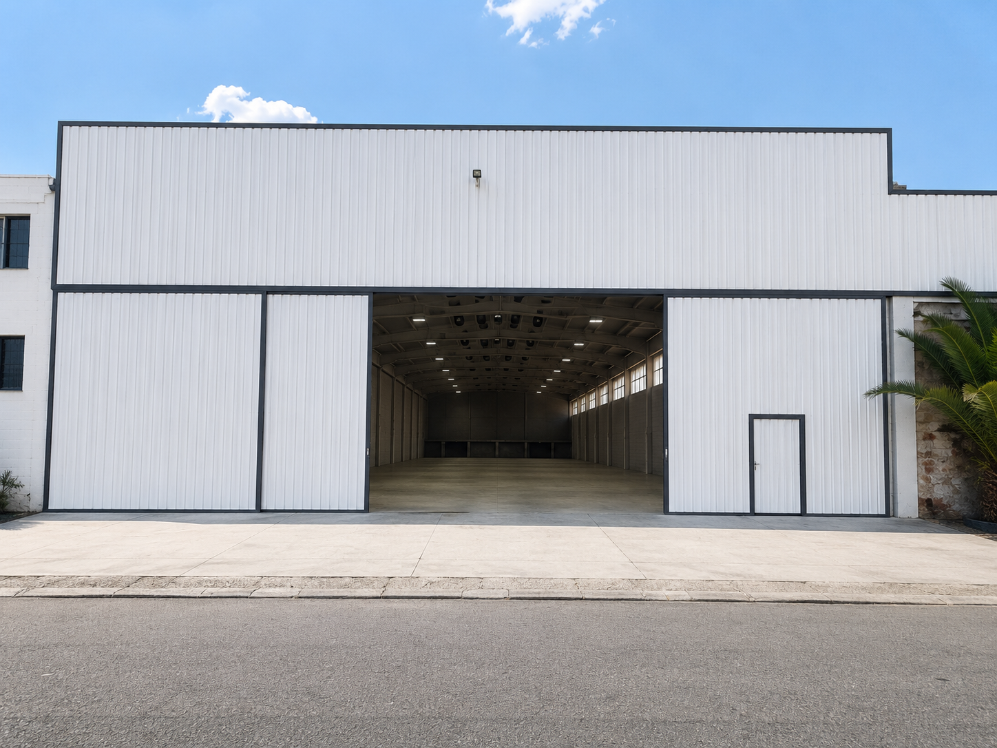 Fachada de nave industrial disponible en alquiler en Valls