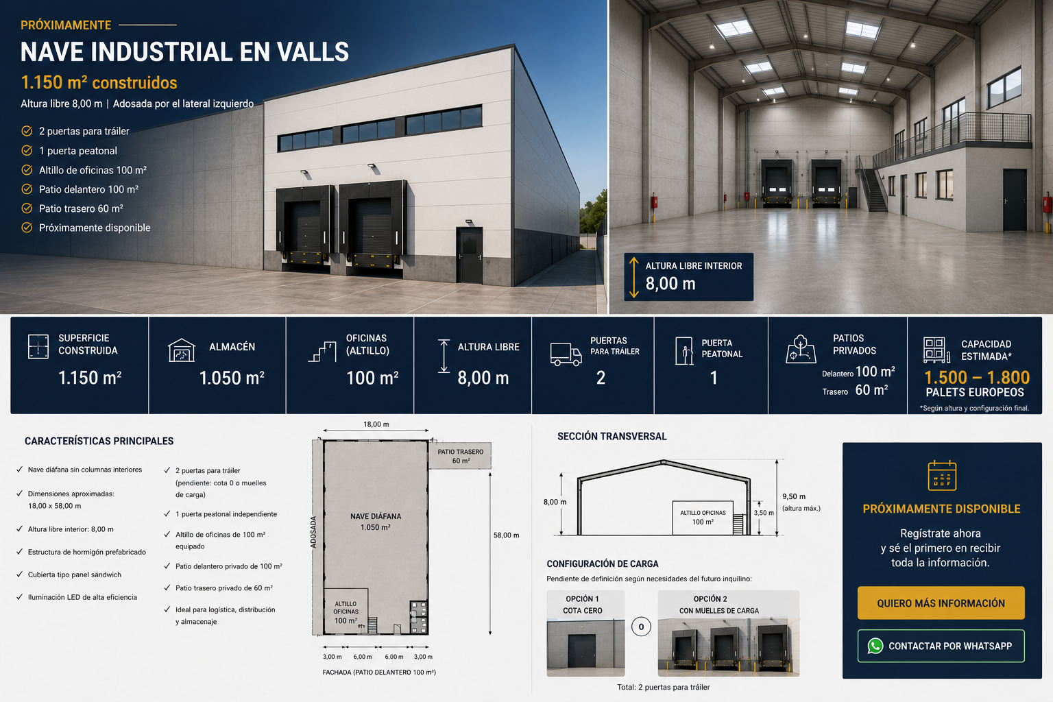 Proyecto de nueva nave industrial adosada de 1.150 m² en Valls